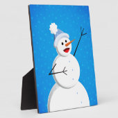 Blue Christmas Happy Snowman Fotoplaat (Zijkant)
