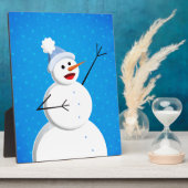 Blue Christmas Happy Snowman Fotoplaat (Zijkant)