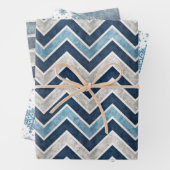 Blue Christmas Holiday Pattern Inpakpapier Vel (In situ)