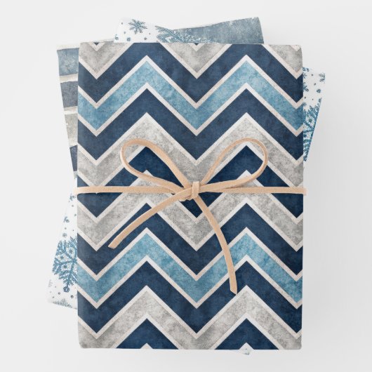 Blue Christmas Holiday Pattern Inpakpapier Vel (In situ)