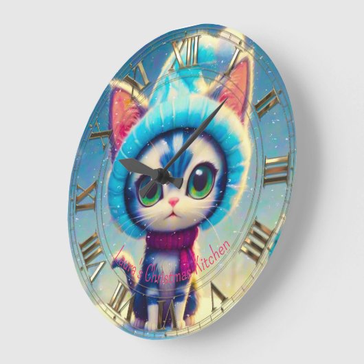Blue Christmas Kat Grote Klok (Hoek)