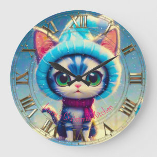 Blue Christmas Kat Grote Klok
