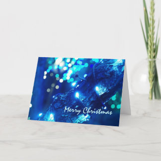 Blue Christmas Lights Wenskaart Feestdagen Kaart