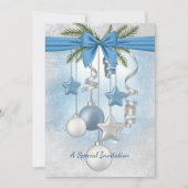 Blue Christmas Multiple Ornaments Party Invitation Kaart (Voorkant)
