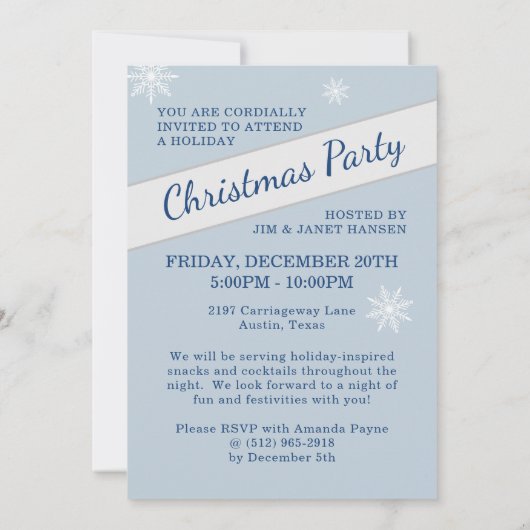 Blue Christmas Multiple Ornaments Party Invitation Kaart (Achterkant)