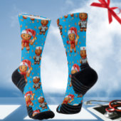 Blue Christmas Nurse Whimsical Gingerbread Man Sokken