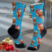 Blue Christmas Nurse Whimsical Gingerbread Man Sokken