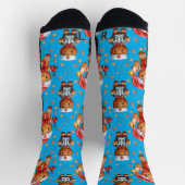 Blue Christmas Nurse Whimsical Gingerbread Man Sokken (Top)