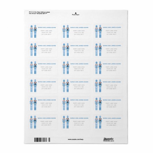 BLUE CHRISTMAS NUTCRACKER ADRES STICKER (Full Sheet)
