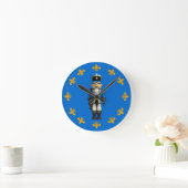 Blue Christmas Nutcracker Toy Soldier Round Clock Ronde Klok (Huis)
