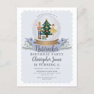 Blue Christmas Nutcracker verjaardagsfeestje uitno Briefkaart