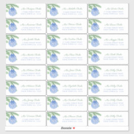 Blue Christmas Ornament Gast Adresetiketten Sticker