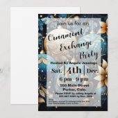 Blue Christmas Ornament Party Invitation Kaarten (Voorkant / Achterkant)