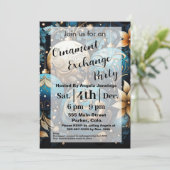 Blue Christmas Ornament Party Invitation Kaarten (Staand voorkant)
