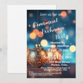 Blue Christmas Ornament Party Invitation Kaarten (Voorkant / Achterkant)