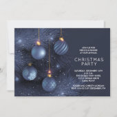 Blue Christmas Ornaments Party Kaart (Voorkant)
