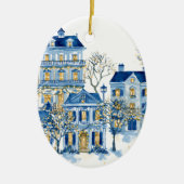 Blue Christmas Oval Ornament – Holiday Tree Decor (Voorkant)