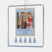 Blue Christmas Pagoda Trees 1-Foto Lijst Keramisch Ornament (Links)