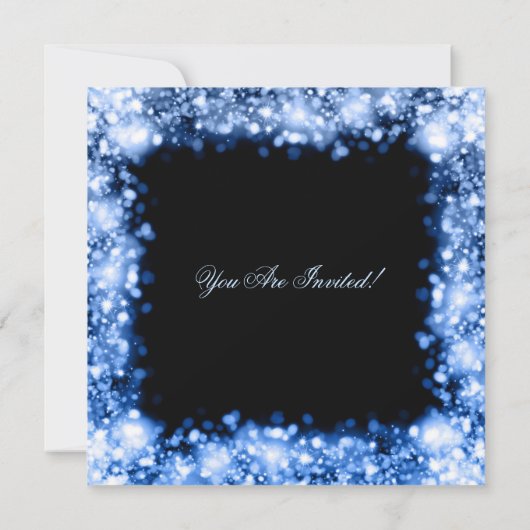 Blue Christmas Party Sparkling Lights Kaart (Achterkant)