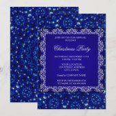 Blue Christmas Party Vakantie uitnodiging (Voorkant / Achterkant)