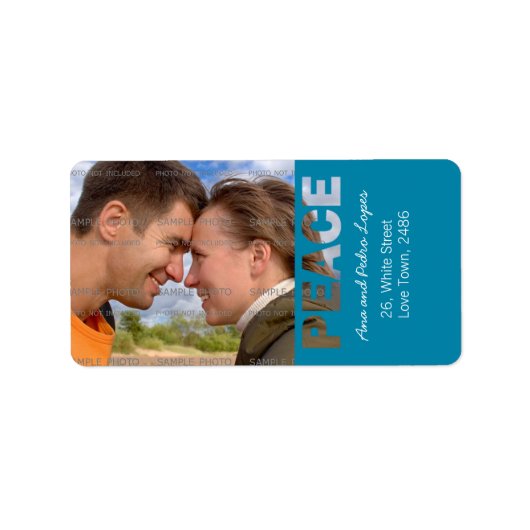 Blue Christmas Peace gepersonaliseerde vakantiefot Etiket (Voorkant)