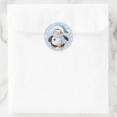 Blue Christmas Penguin Ronde Sticker (Tas)
