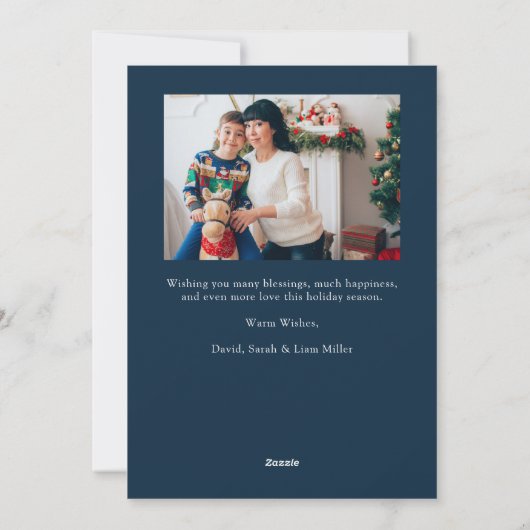 Blue Christmas Photo Collage Kaart (Achterkant)