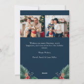 Blue Christmas Photo Collage Vakantie Kaart (Achterkant)