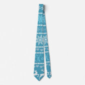 Blue Christmas Rendier Snowflake Stropdas (Voorkant)