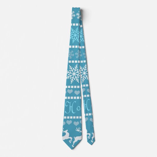 Blue Christmas Rendier Snowflake Stropdas (Voorkant)