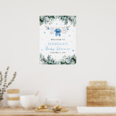 Blue Christmas Santa Baby Baby shower Welkomstbord Poster (Keuken)