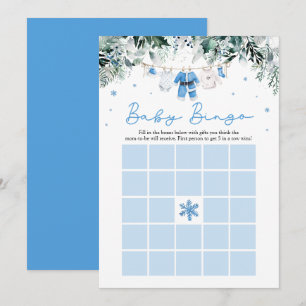 Blue Christmas Santa Baby Bingo Baby shower Game Kaart