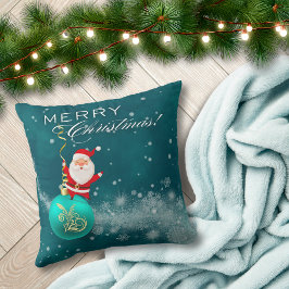 Blue Christmas Santa Ornament Throw Pillow Kussen