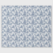 Blue Christmas Santa Toile Cadeaupapier (Vlak)