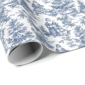 Blue Christmas Santa Toile Cadeaupapier (Rol Hoek)