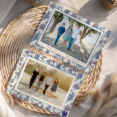 Blue Christmas Santa Toile Foto Feestdagenkaart