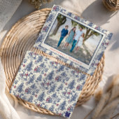 Blue Christmas Santa Toile Photo Feestdagenkaart