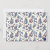 Blue Christmas Santa Toile Photo Feestdagenkaart (Achterkant)