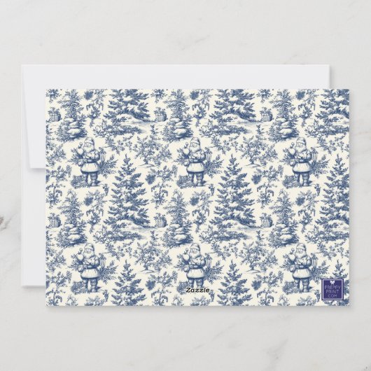Blue Christmas Santa Toile Photo Feestdagenkaart (Achterkant)