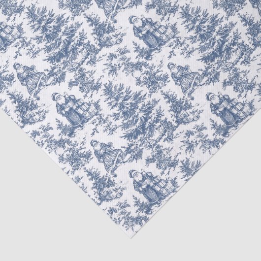 Blue Christmas Santa Toile Tissuepapier (Detail)