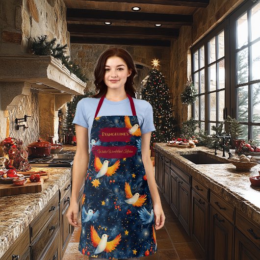 Blue Christmas Schort met kleurrijke vogels en ste