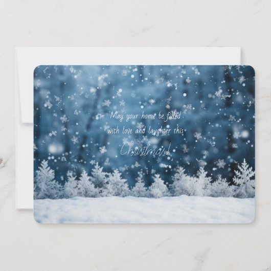 Blue Christmas Snow Winter Scene House (Achterkant)