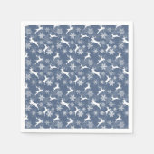 Blue Christmas snowflakes deer pattern Servet (Voorkant)