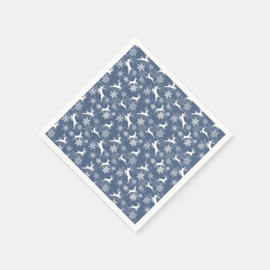 Blue Christmas snowflakes deer pattern Servet (Hoek)