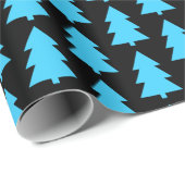 Blue Christmas Tree Abstract Eenvoudig Zwart Cadeaupapier (Rol Hoek)