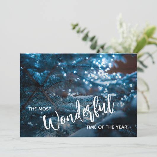 Blue Christmas Tree Business Logo Feestdagenkaart (Staand voorkant)