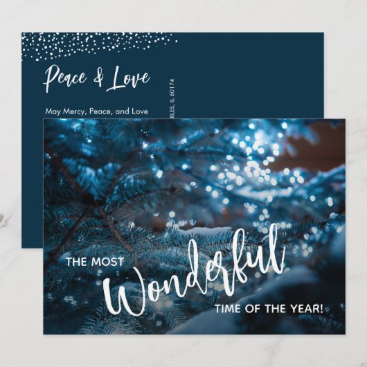 Blue Christmas Tree Business Logo Feestdagenkaart (Voorkant / Achterkant)