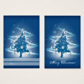Blue Christmas Tree Christmas Gift Label Visitekaartje (Voorkant /achterkant)