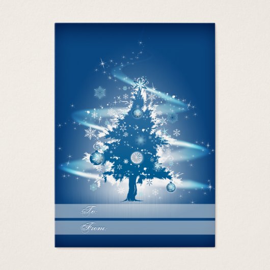 Blue Christmas Tree Christmas Gift Label Visitekaartje (Voorkant)