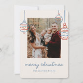 Blue Christmas Tree Doodle Coquette Bow Family Feestdagenkaart (Voorkant)